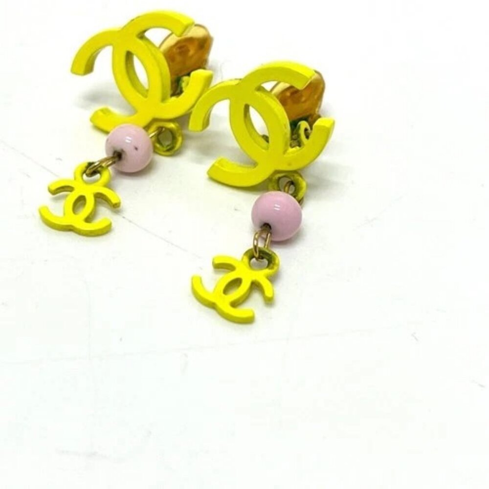 CHANEL A21871 03S CC Mark 2 series Accessories Earrings Metal yellow/pink - Picture 3 of 9